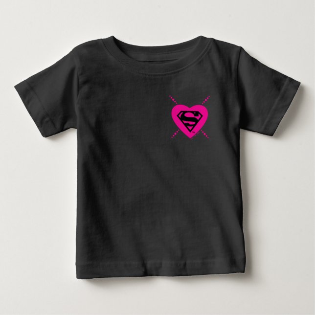 Supergirl Hearts Diagonal Pattern Baby T-Shirt (Front)