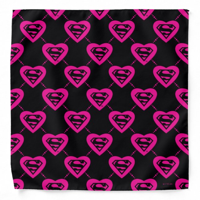 Supergirl Hearts Diagonal Pattern Bandana (Front)