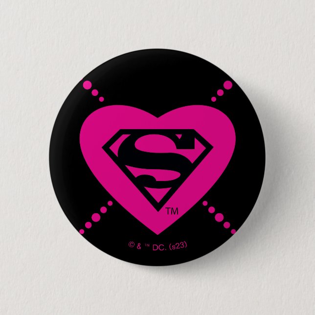 Supergirl Hearts Diagonal Pattern Button (Front)