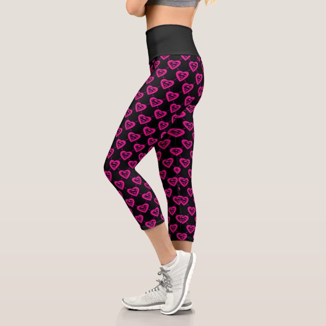 Supergirl Hearts Diagonal Pattern Capri Leggings (Left)