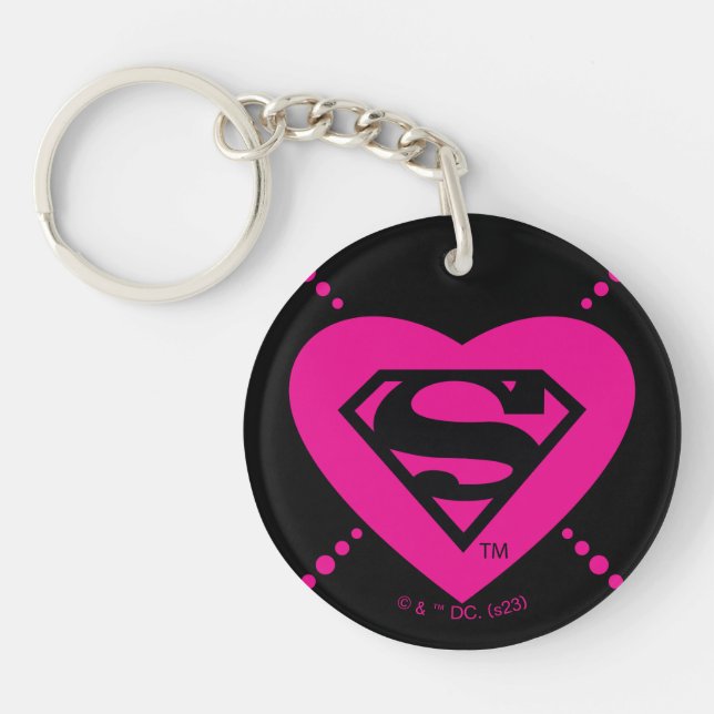 Supergirl Hearts Diagonal Pattern Keychain (Front)