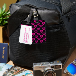 Supergirl Hearts Diagonal Pattern Luggage Tag