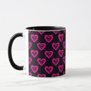 Supergirl Hearts Diagonal Pattern Mug
