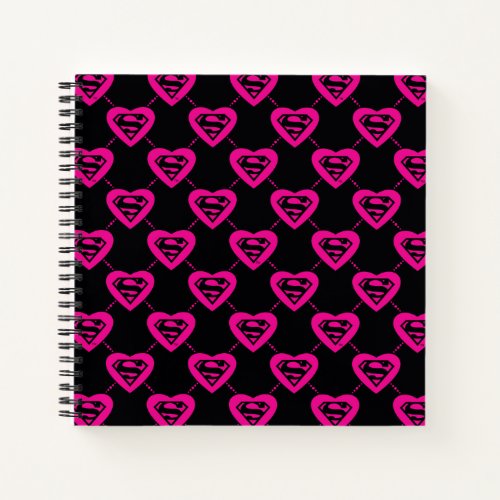 Supergirl Hearts Diagonal Pattern Notebook