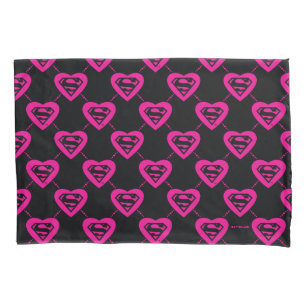 Supergirl Hearts Diagonal Pattern Pillow Case