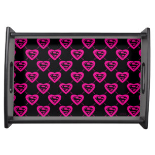 Supergirl Hearts Diagonal Pattern Serving Tray