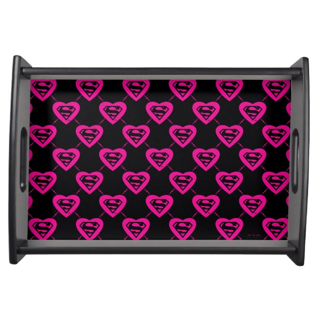 Supergirl Hearts Diagonal Pattern Serving Tray (Front)