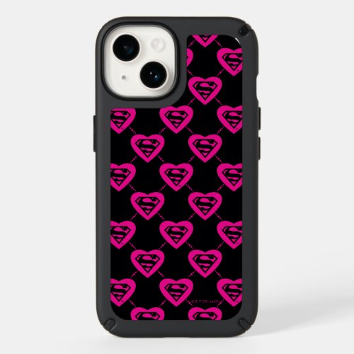 Supergirl Hearts Diagonal Pattern Speck iPhone 14 Case