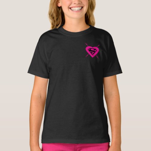 Supergirl Hearts Diagonal Pattern T_Shirt