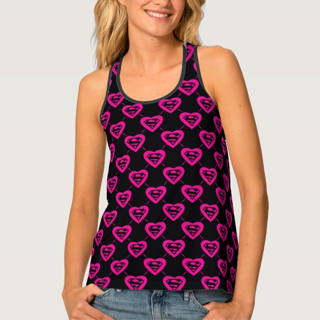 Supergirl Hearts Diagonal Pattern Tank Top (Front)