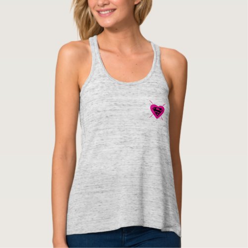 Supergirl Hearts Diagonal Pattern Tank Top