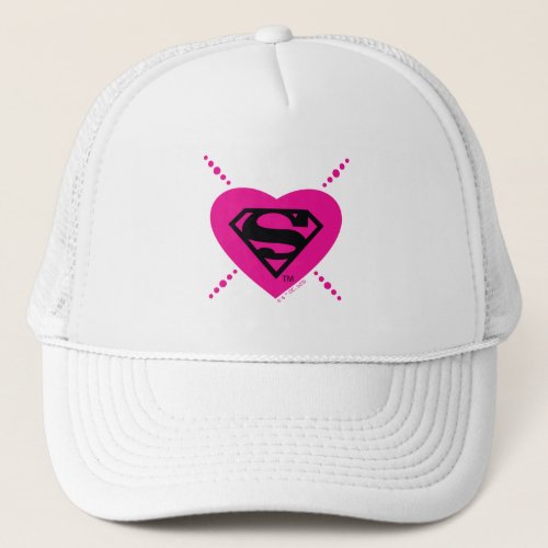 Supergirl Hearts Diagonal Pattern Trucker Hat