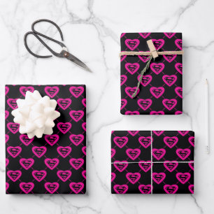 Supergirl Hearts Diagonal Pattern Wrapping Paper Sheets
