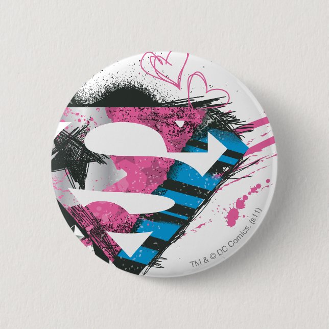 Supergirl Hearts Logo Button (Front)