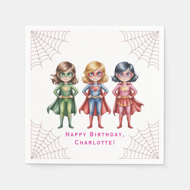 Supergirl Heroes Birthday Party For Girls Napkins (Front)