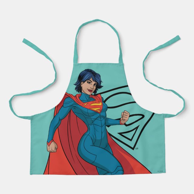Supergirl Hovering in Blue Suit Apron (Front)