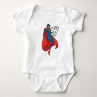 Supergirl Hovering in Blue Suit