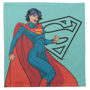 Supergirl Hovering in Blue Suit Cloth Napkin