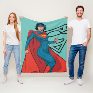 Supergirl Hovering in Blue Suit Fleece Blanket