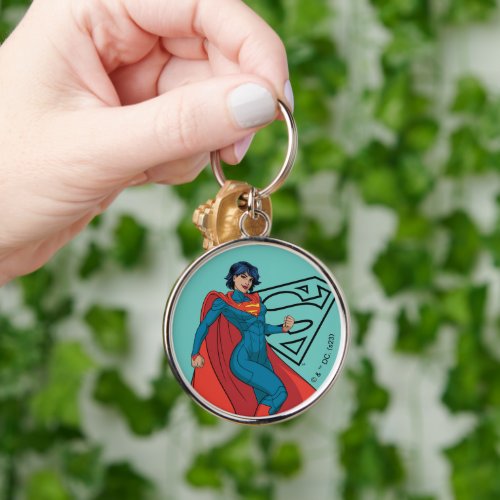 Supergirl Hovering in Blue Suit Keychain