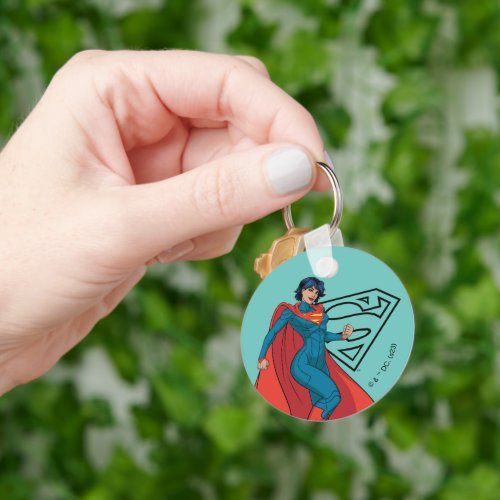 Supergirl Hovering in Blue Suit Keychain