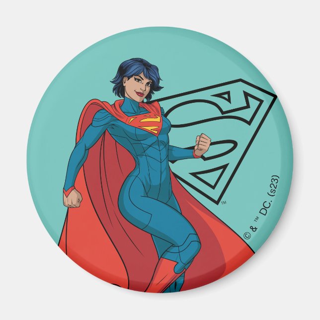 Supergirl Hovering in Blue Suit Magnet (Front)