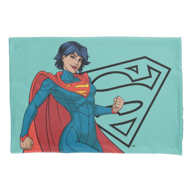 Supergirl Hovering in Blue Suit Pillow Case (Front)