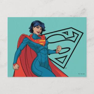 Supergirl Hovering in Blue Suit Postcard