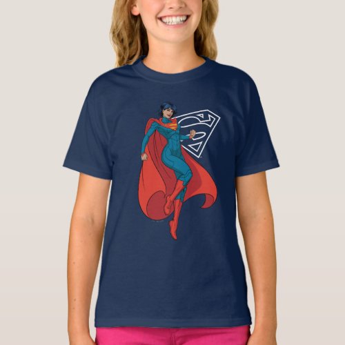 Supergirl Hovering in Blue Suit T_Shirt