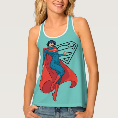 Supergirl Hovering in Blue Suit Tank Top