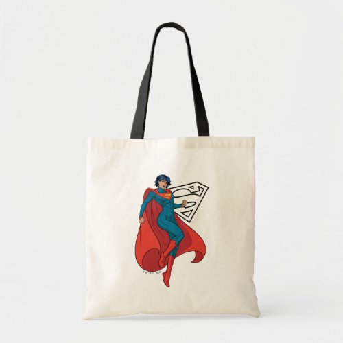 Supergirl Hovering in Blue Suit Tote Bag