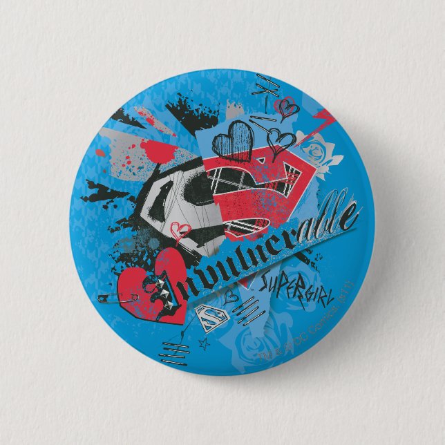 Supergirl Invulnerable Pinback Button (Front)