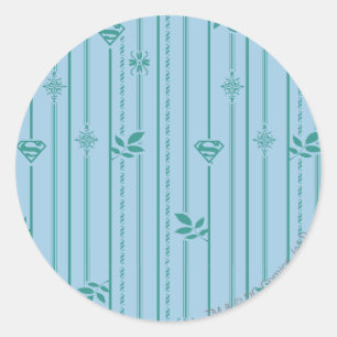 Supergirl Leaf Pattern Blue Classic Round Sticker