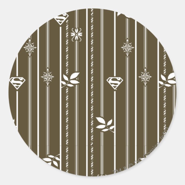 Supergirl Leaf Pattern Brown Classic Round Sticker (Front)