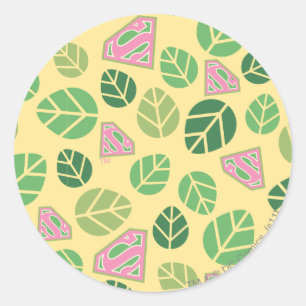 Supergirl Leaf Pattern Classic Round Sticker