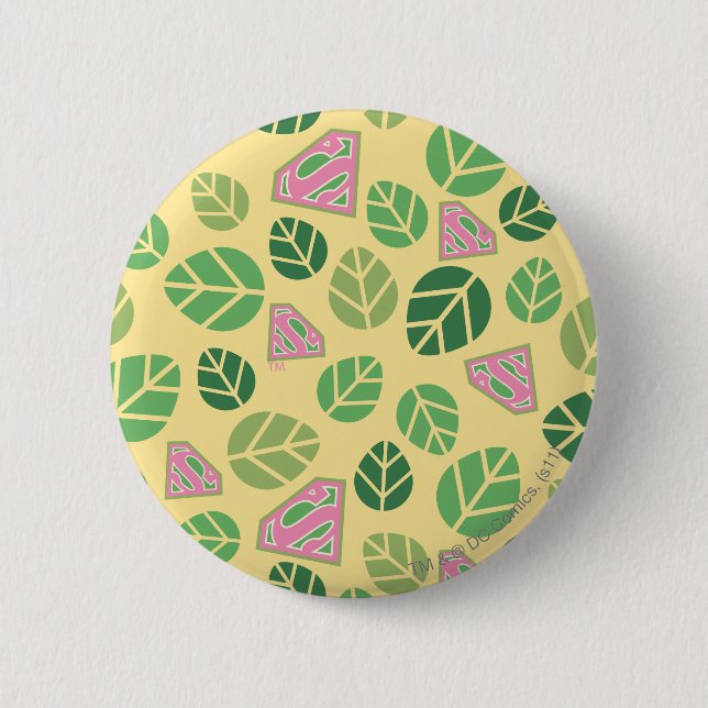 Supergirl Leaf Pattern Pinback Button (Front)