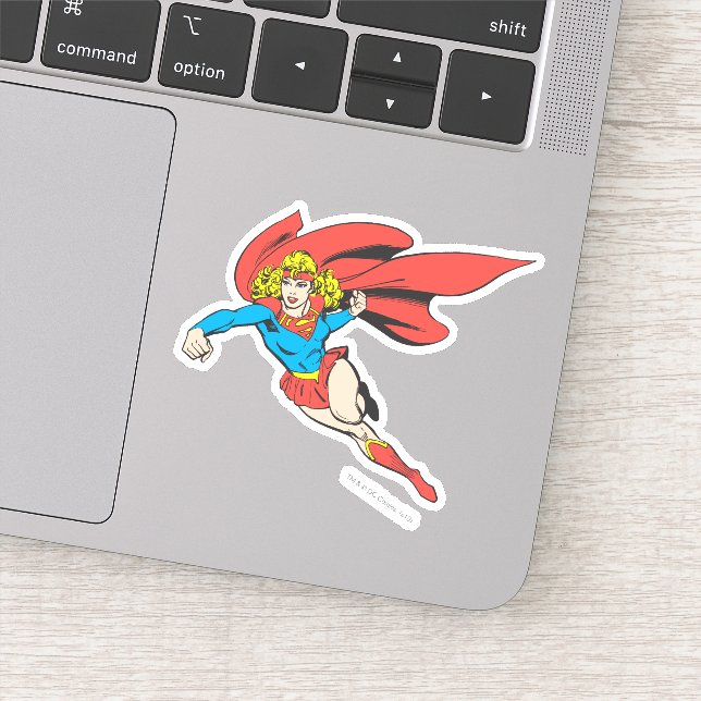 Supergirl Leaps and Punches Sticker (Detail)