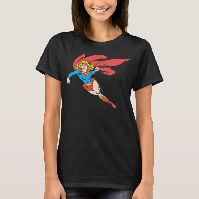 Supergirl Leaps and Punches T-Shirt (Front)