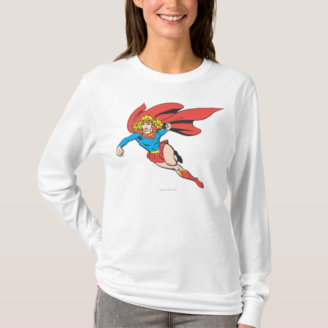 Supergirl Leaps and Punches T-Shirt (Front)
