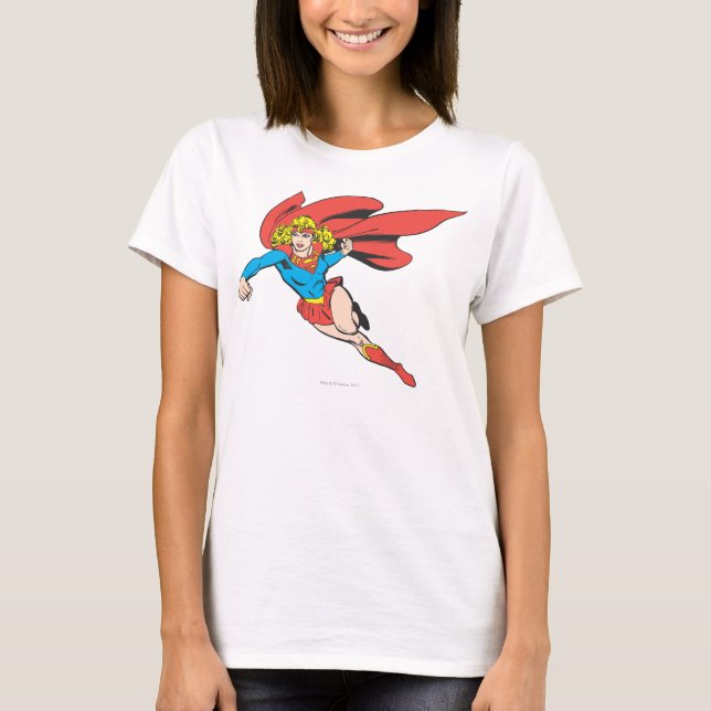 Supergirl Leaps and Punches T-Shirt (Front)
