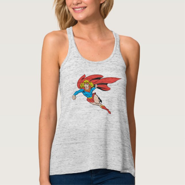 Supergirl Leaps and Punches Tank Top (Front)