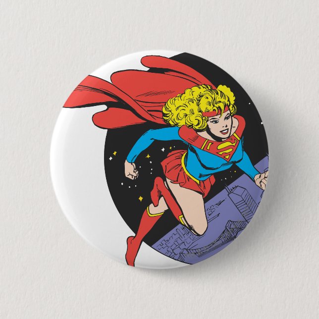 Supergirl Leaps in Space Button (Front)