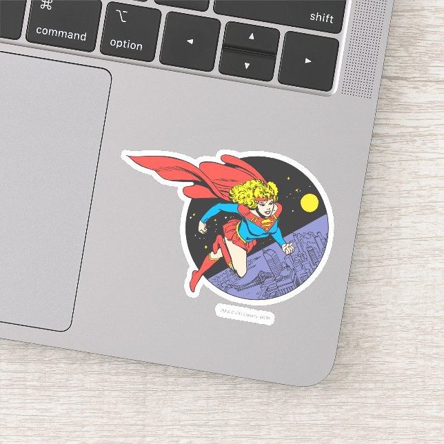 Supergirl Leaps in Space Sticker (Detail)