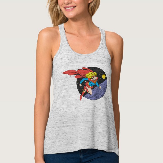 Supergirl Leaps in Space Tank Top (Front)