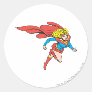 Supergirl Leaps Right Classic Round Sticker