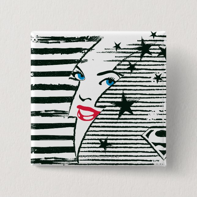 Supergirl Lightning With Face Pinback Button (Front)