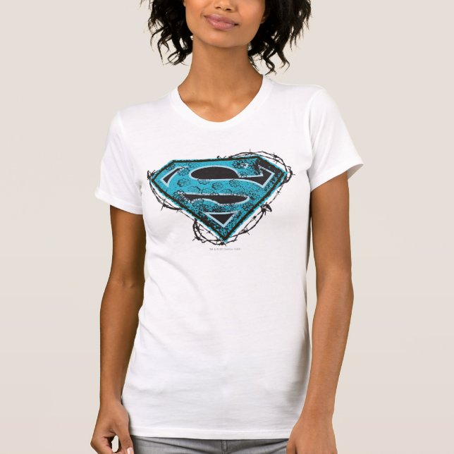 Supergirl Logo Barbed Wire and Flowers T-Shirt (Front)