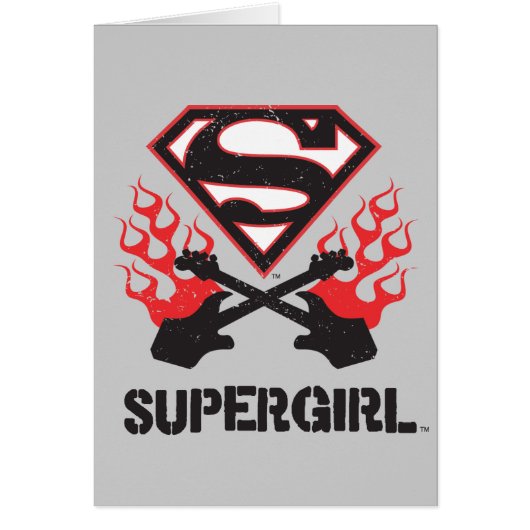Supergirl Logo Black Flaming Guitars (Front)
