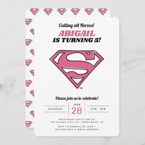 Supergirl Logo Girls Birthday Invitation