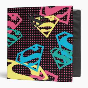 Supergirl Logo Pattern & Polka Dots 3 Ring Binder